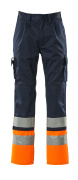 12379-430-0114 Trousers with kneepad pockets - navy/hi-vis orange