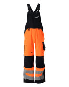 15569-860-14010 Bib & Brace with kneepad pockets - hi-vis orange/dark navy