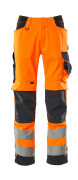 15579-860-14010 Trousers with kneepad pockets - hi-vis orange/dark navy