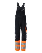15669-860-01014 Bib & Brace with kneepad pockets - dark navy/hi-vis orange