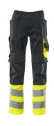 15679-860-01014 Trousers with kneepad pockets - dark navy/hi-vis orange