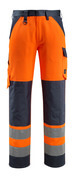 15979-948-14010 Trousers with kneepad pockets - hi-vis orange/dark navy