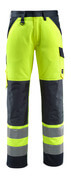 15979-948-17010 Trousers with kneepad pockets - hi-vis yellow/dark navy