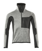17003-316-0809 Fleece Jumper with half zip - grey-flecked/black
