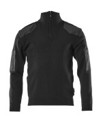 17205-939-09 Knitted Jumper with half zip - black
