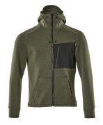 17384-319-3309 Hoodie with zipper - moss green/black