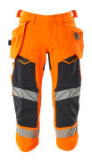 19049-711-14010 ¾ Length Trousers with holster pockets - hi-vis orange/dark navy