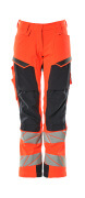 19078-511-14010 Trousers with kneepad pockets - hi-vis orange/dark navy