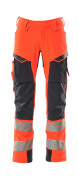 19079-511-14010 Trousers with kneepad pockets - hi-vis orange/dark navy