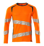 19081-771-1444 T-shirt, long-sleeved - hi-vis orange/dark petroleum
