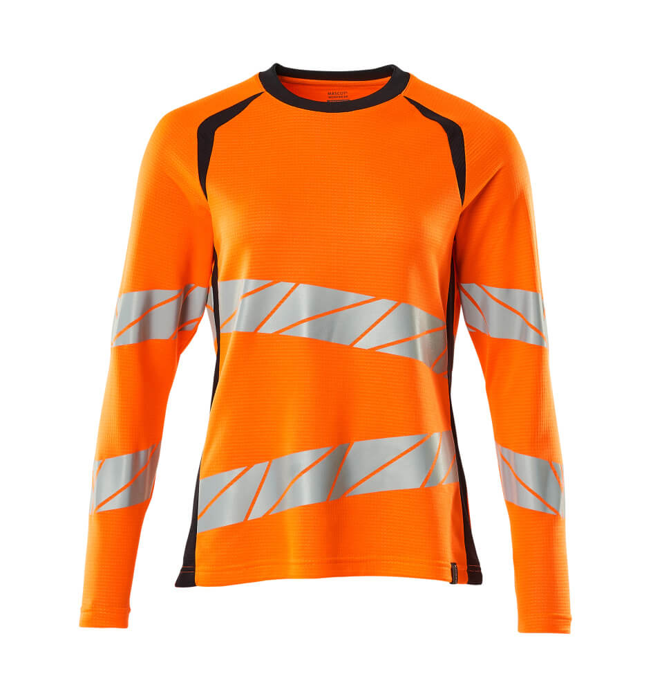 19091-771-14010 T-shirt, long-sleeved - hi-vis orange/dark navy