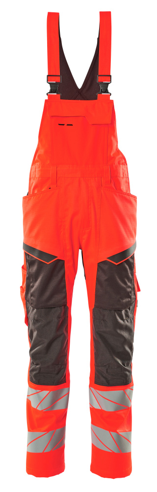 Mascot Accelerate Safe Bib & Brace with kneepad pockets, front