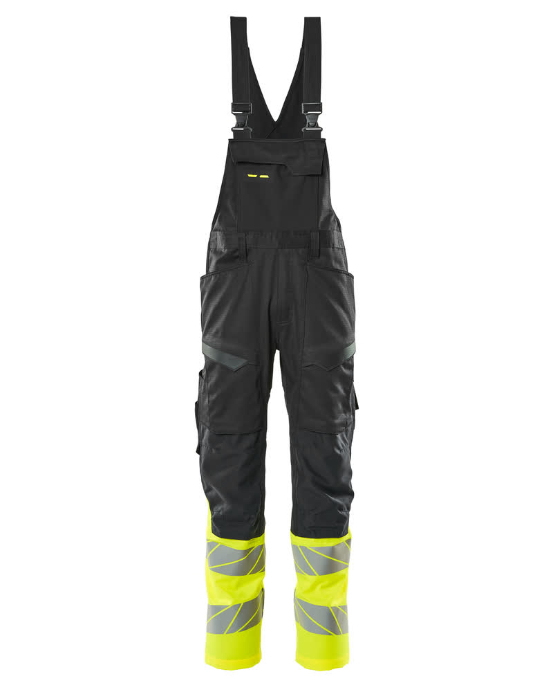 Mascot Accelerate Safe Bib & Brace with kneepad pockets, front
