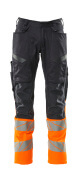 19679-236-01014 Trousers with kneepad pockets - dark navy/hi-vis orange